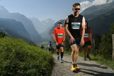 Wengwald near Lauterbrunnen, Switzerland. Thezurichrunner during the 30th edition of the Jungfrau Marathon.